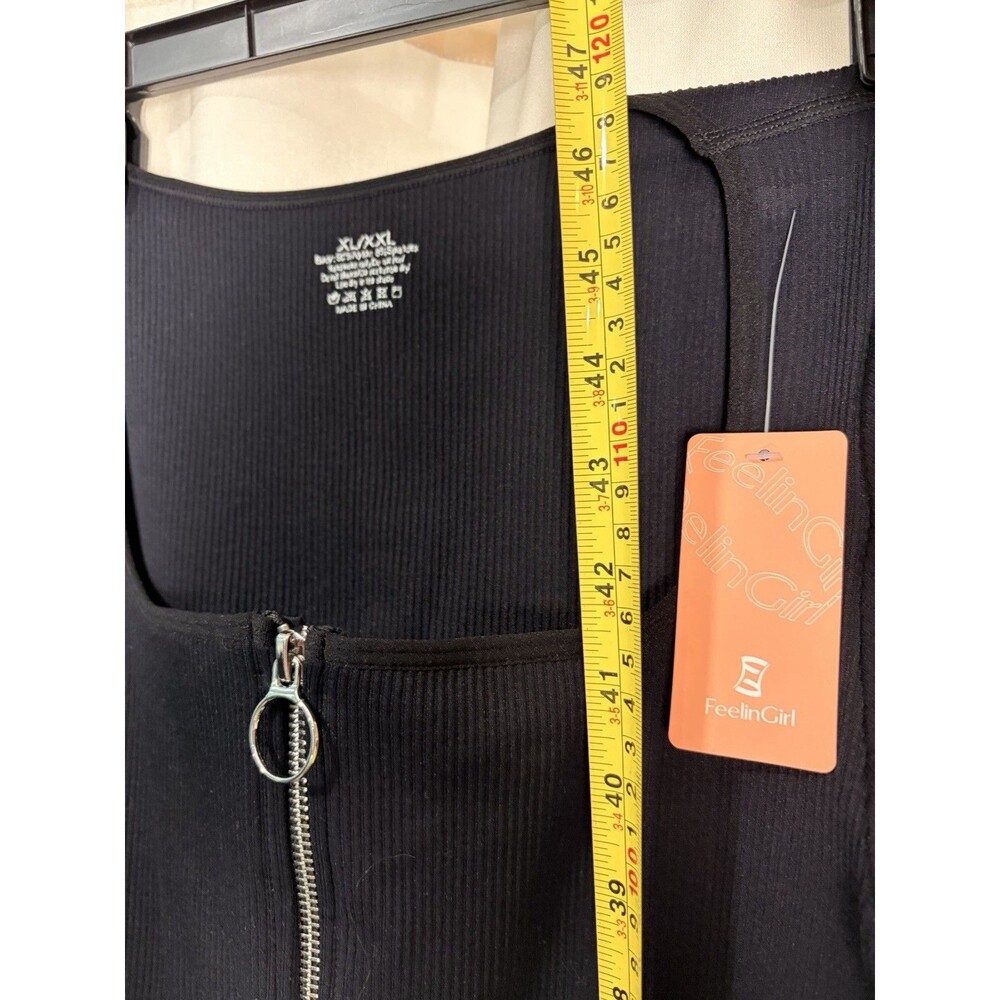 Women's Long Sleeve Ribbed One-Piece Jumpsuit Black Bodycon Shapewear XL/2X NWT - Picture 11 of 11